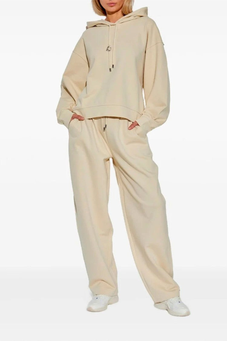 Sportmax Cream Cotton-Elastomultiester Blend Drawstring Jogger Trousers