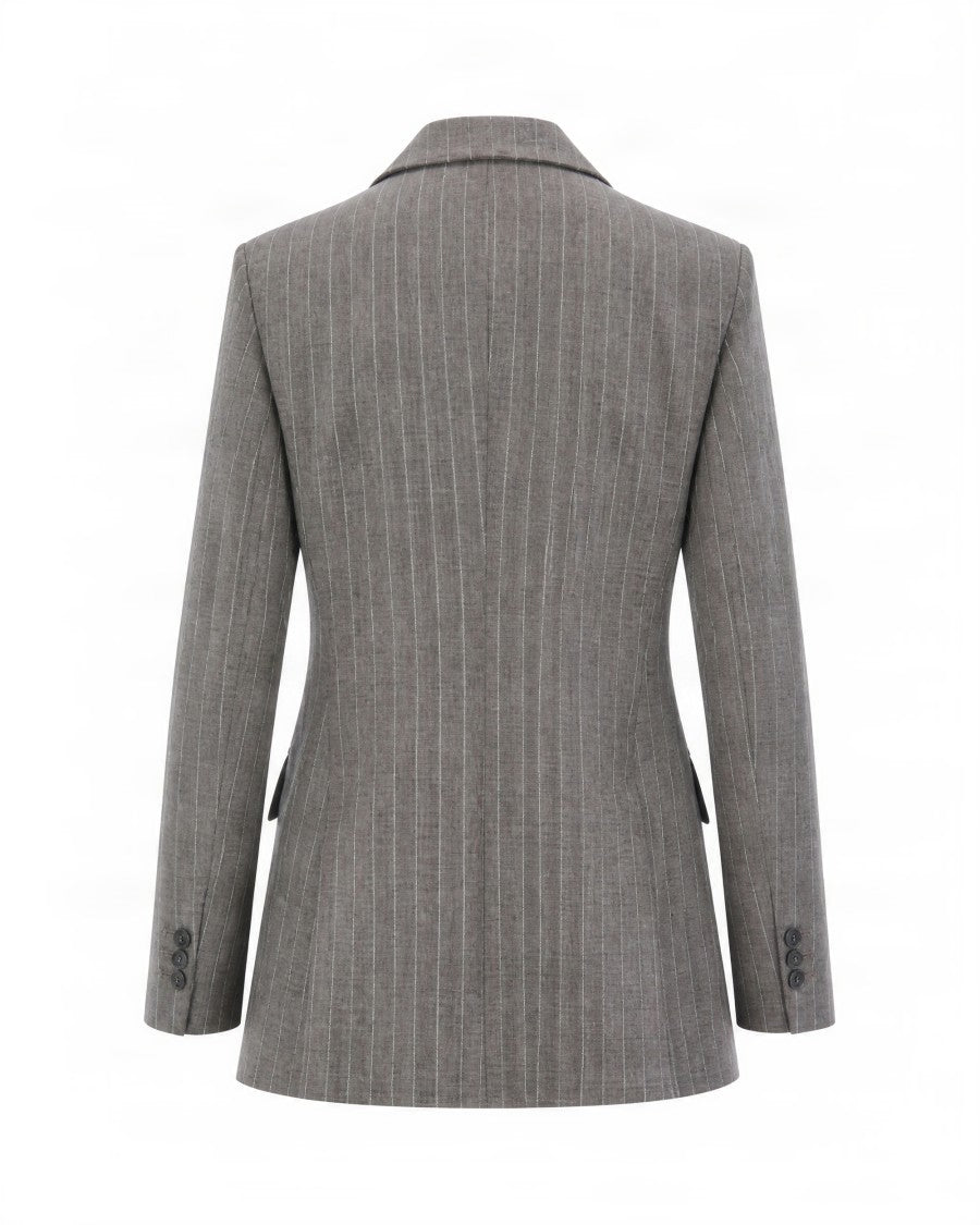 P.A.R.O.S.H. Tailored Double-Breasted Blazer With Classic Pinstripe Pattern