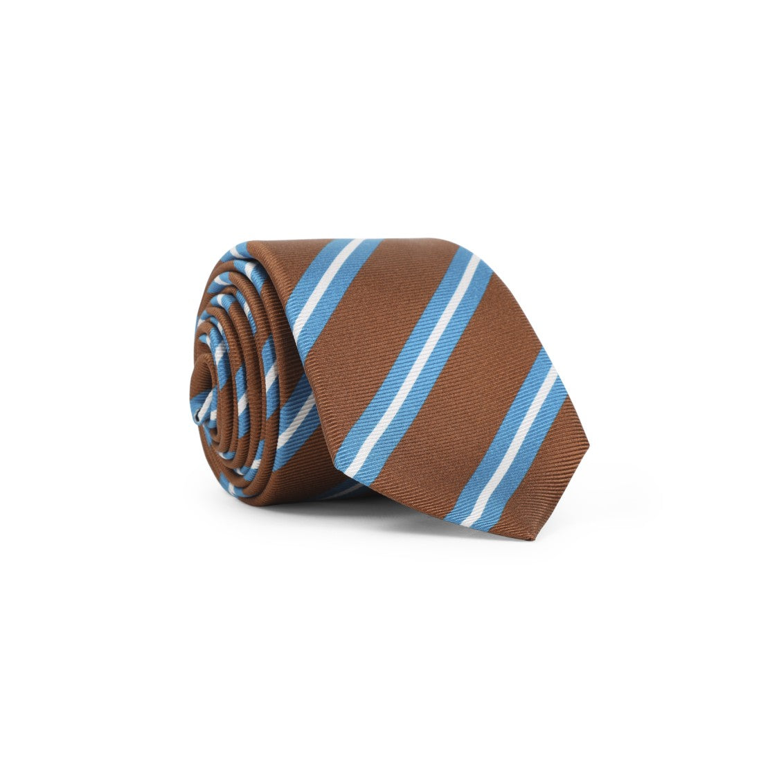 Kiton Bold Blue Stripes And Rich Brown Base Silk Tie