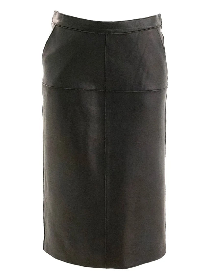 P.A.R.O.S.H. Knee-Length Midi Skirt In Smooth Lamb Leather