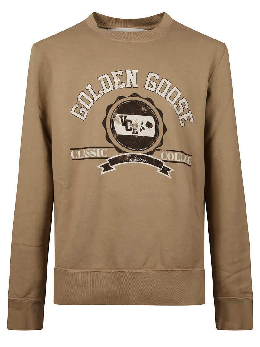 Golden Goose Vintage-Inspired Dyed Cotton Crewneck Sweatshirt With Emblem