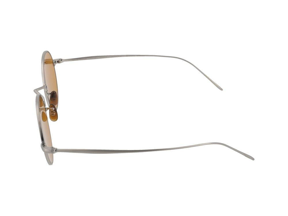 Oliver Peoples Vintage Amber Lens Titanium Round Frame Sunglasses