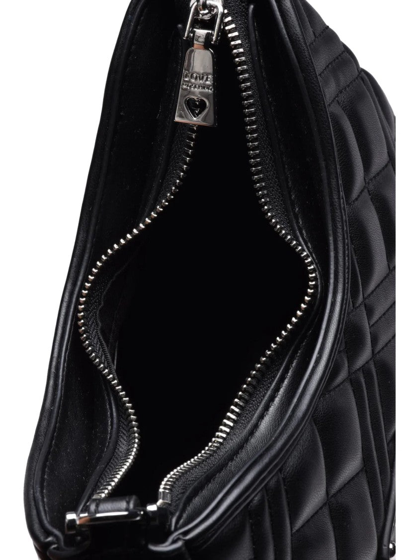 Love Moschino Black Polyurethane Zip Shoulder Bag