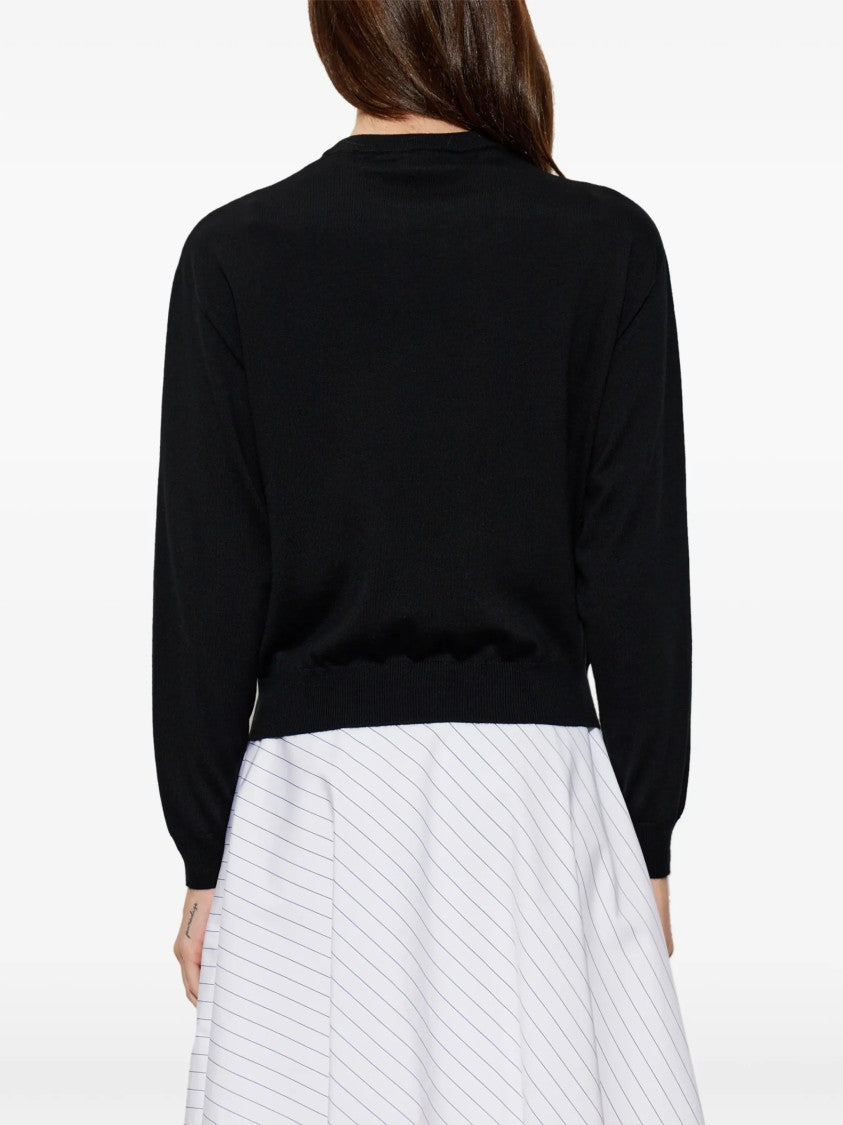 Moschino Minimalist Black Wool Sweater With Graphic Design