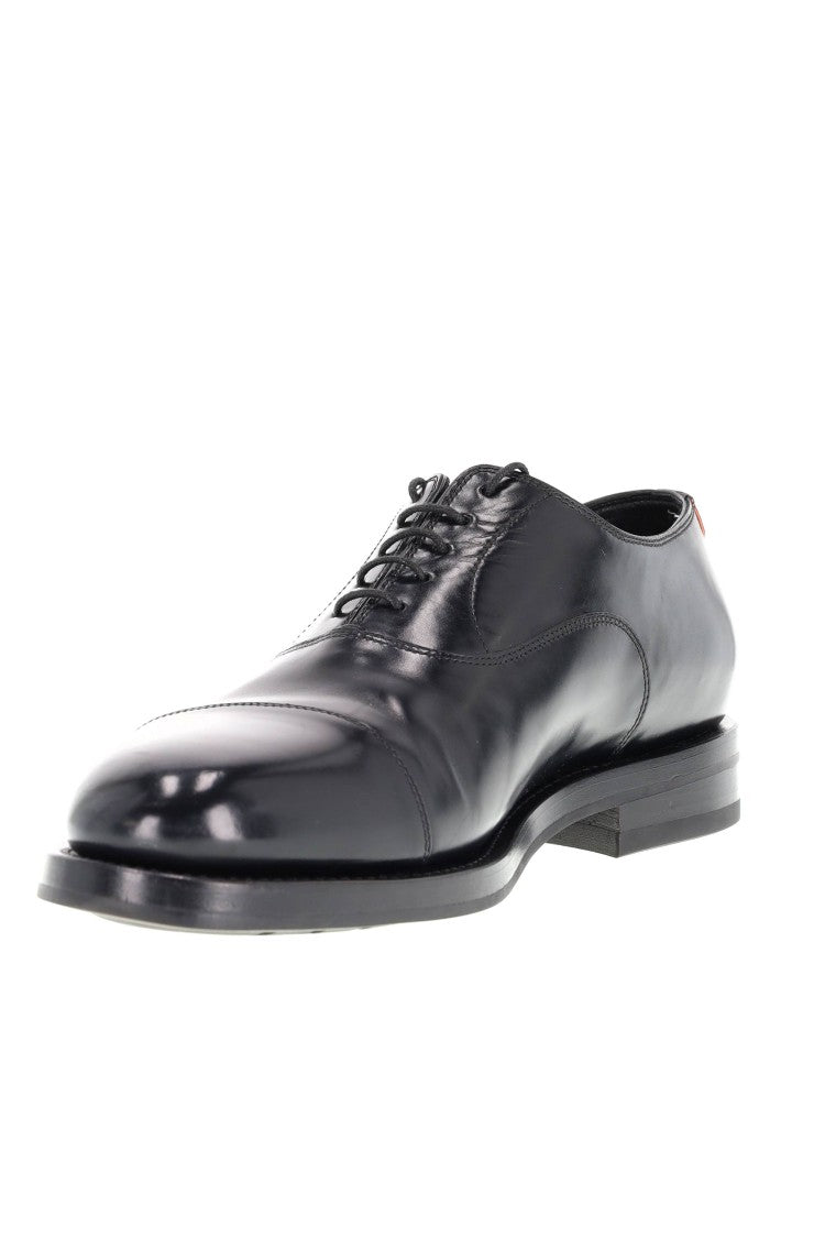 Santoni Black Carlo Leather Oxford Brogues