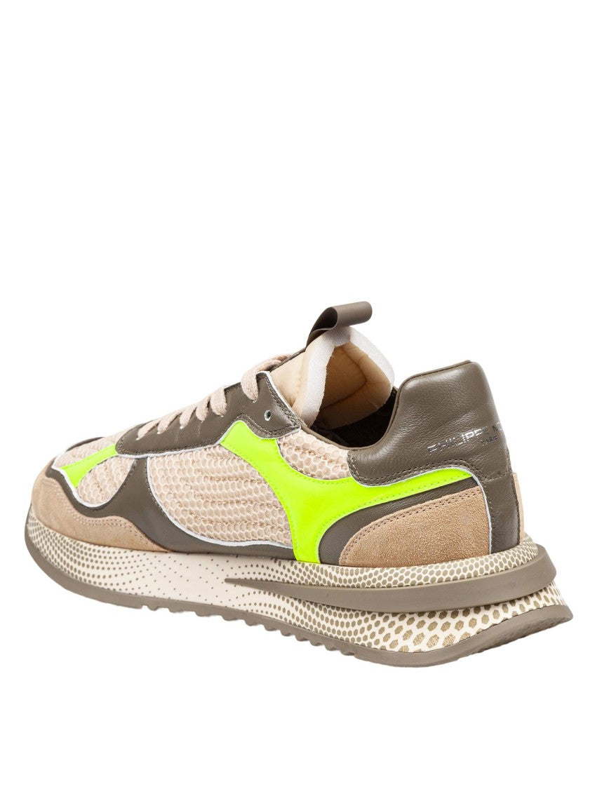 Philippe Model Military Green/Yellow Leather Olympique Sneakers