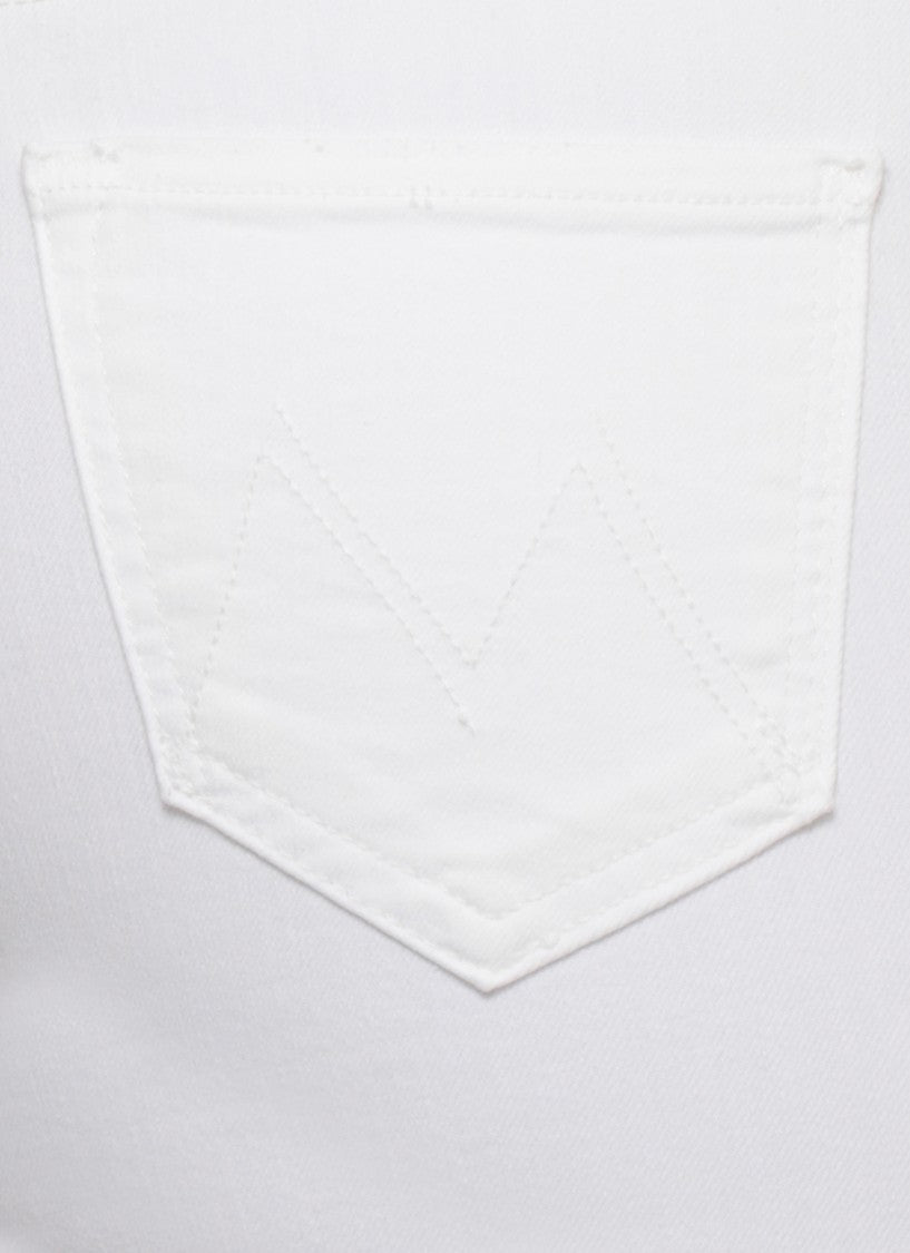 Mother White Fringed Frayed Cotton Jeans