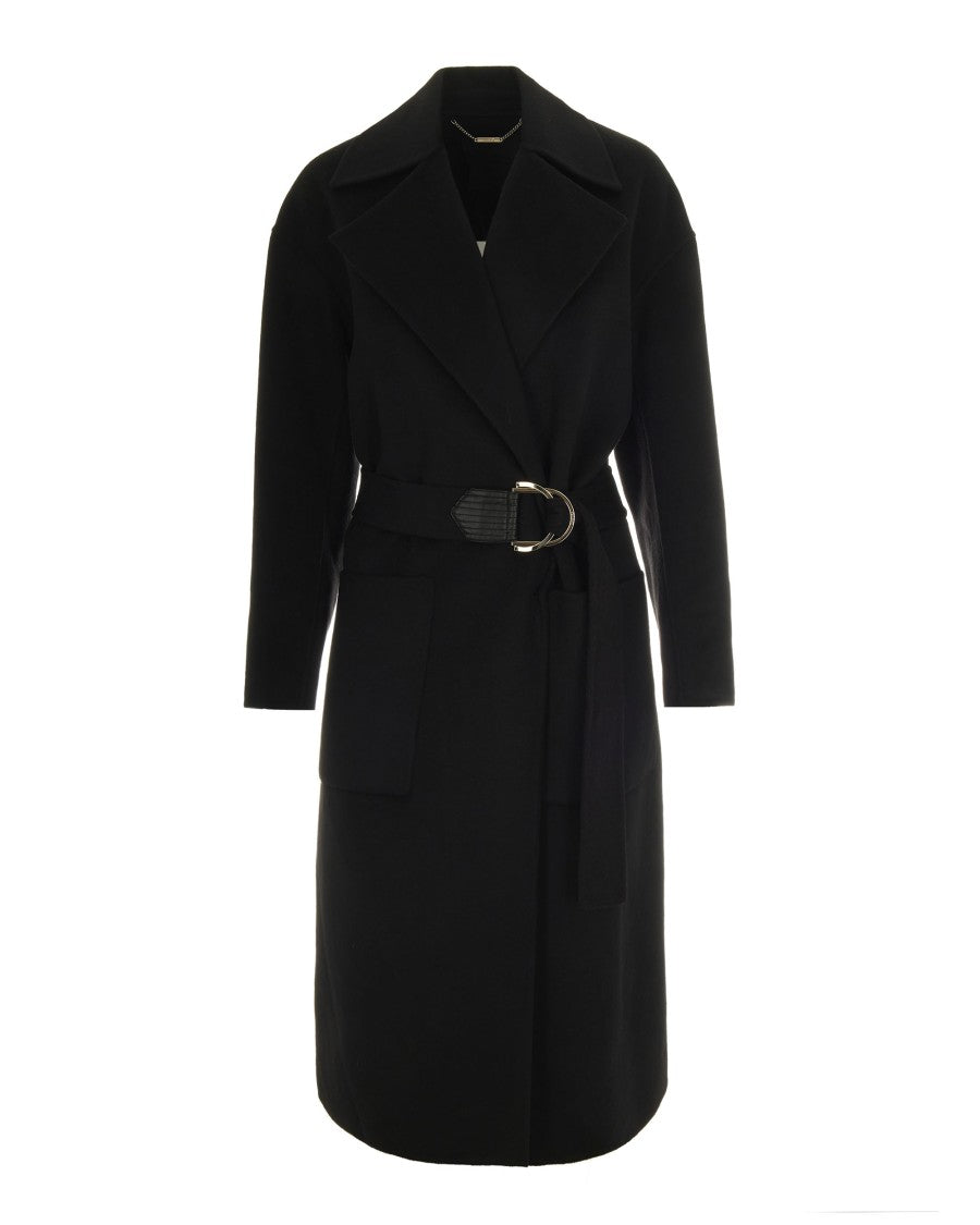 Liu Jo Black Wool Coat With Belt
