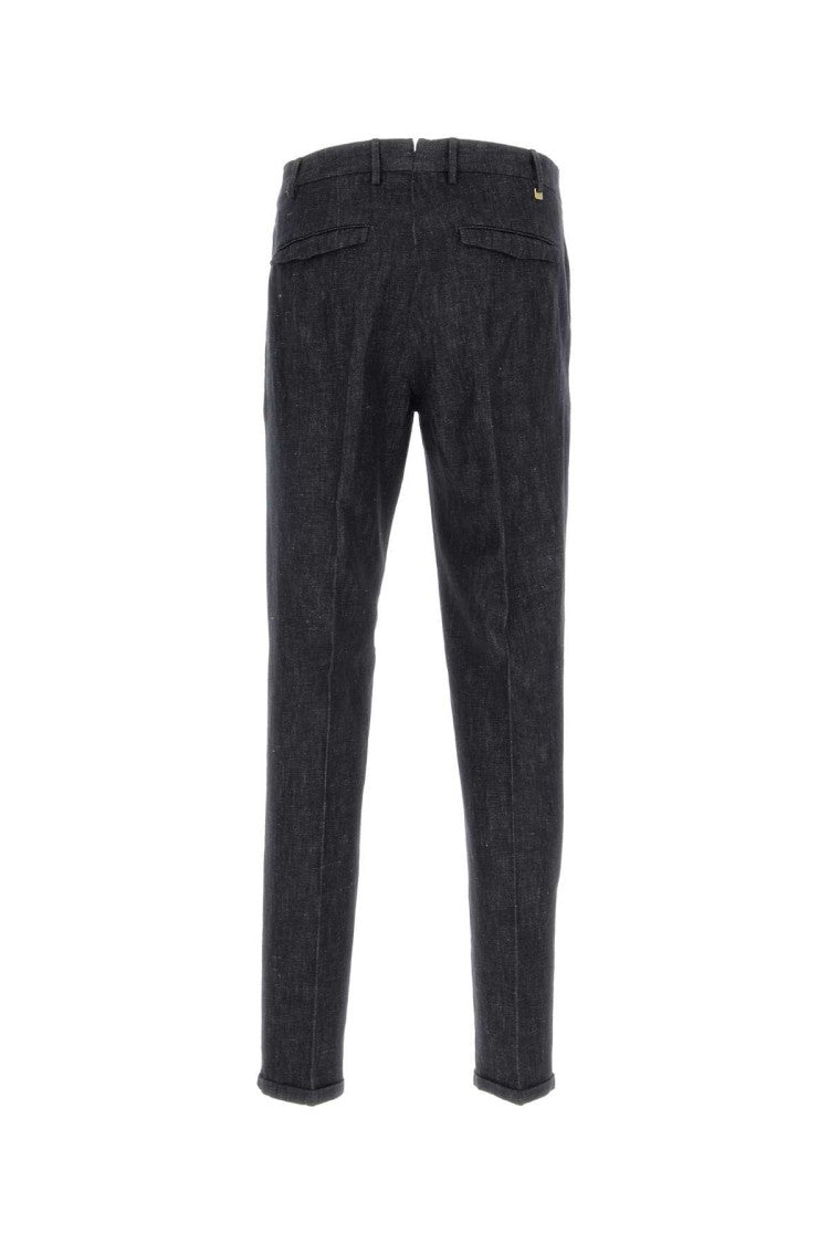 Pt Torino Melange Midnight Blue Cotton Blend Pant