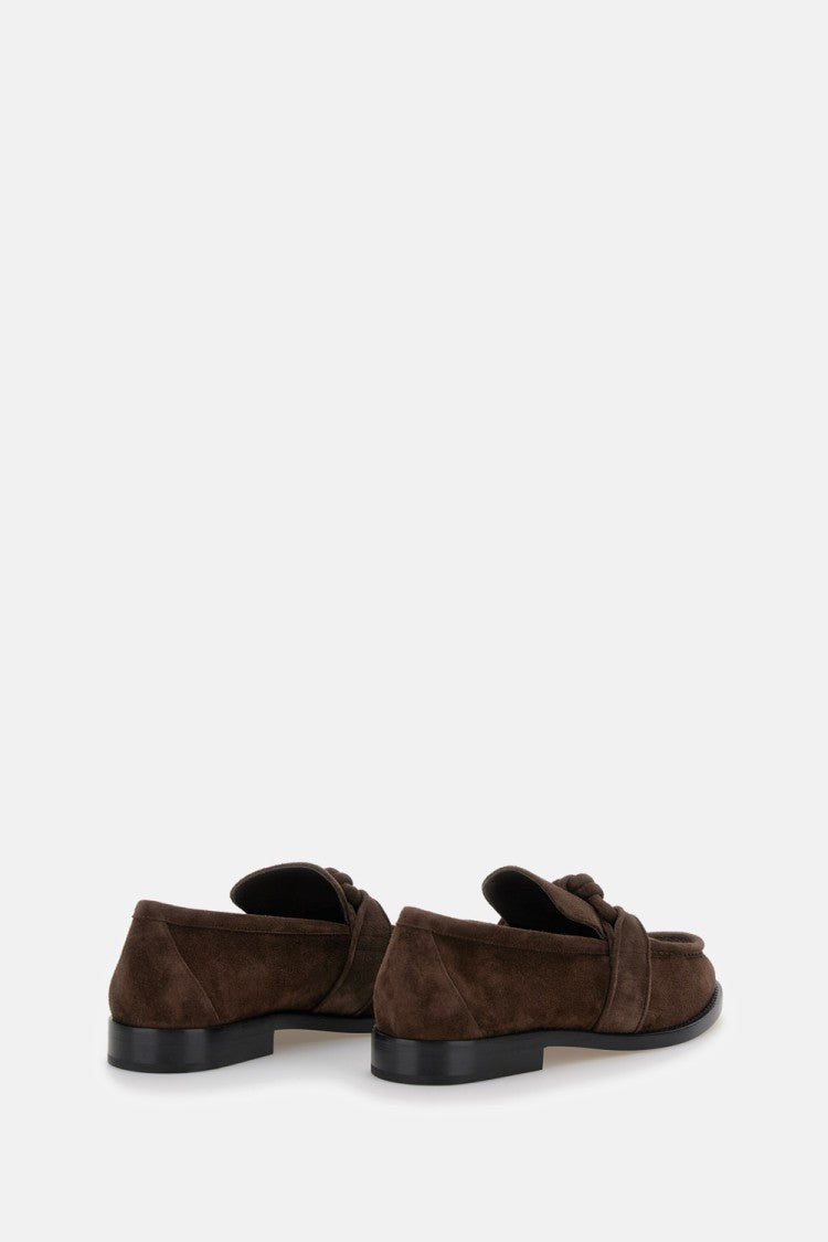 Bottega Veneta Brown Suede Moccasins With Knot Detail