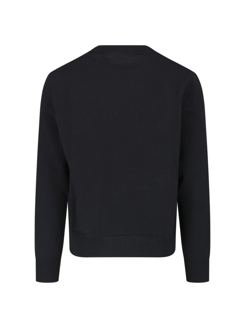 Givenchy Cropped Crew Neck Sweater With Collegiate Logo