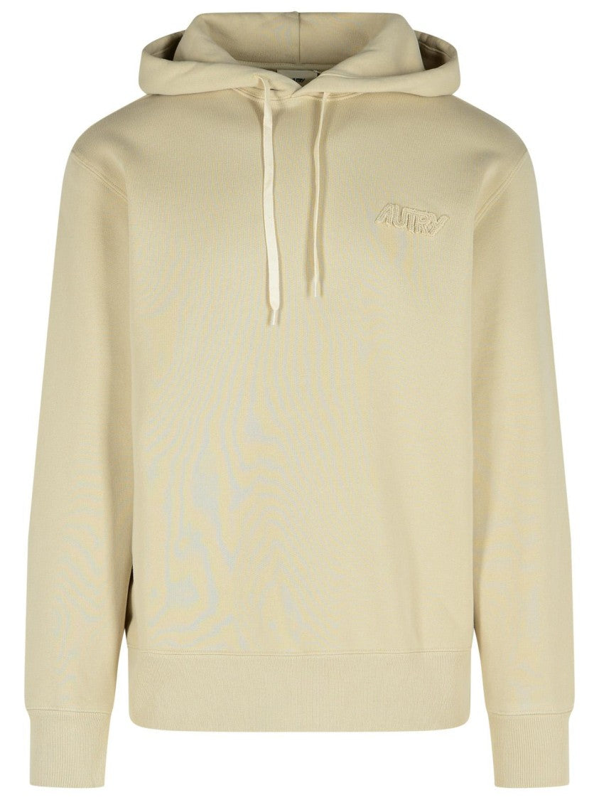 Autry Beige Cotton Sweatshirt With Drawstring Hood