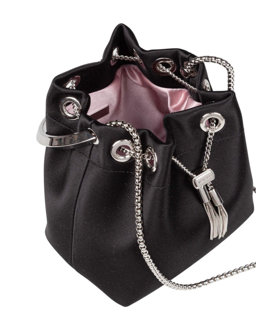 Jimmy Choo Bon Bon Fuq Satin Handbag, Black