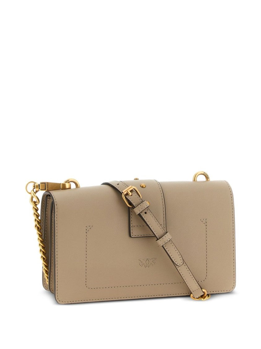 Pinko Rectangular Gold Clasp Chain Leather Handbag