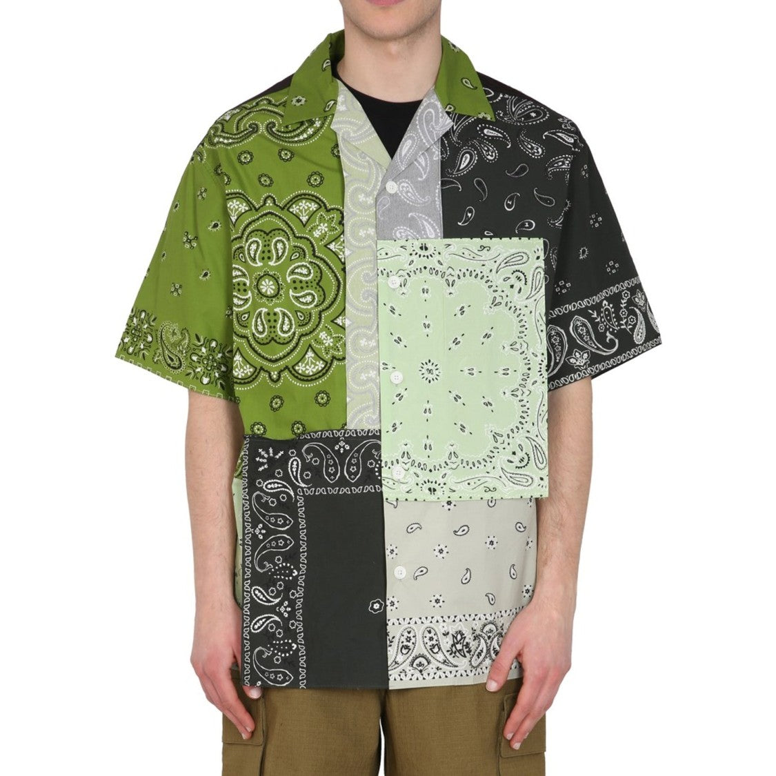 Kenzo Patchwork Design Cotton Shirt With Bandana Prints