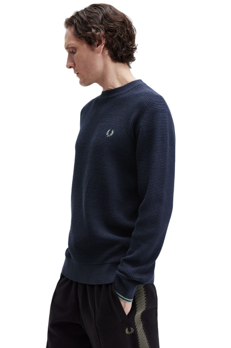 Fred Perry Textured Knit Sweater With Crew Neck