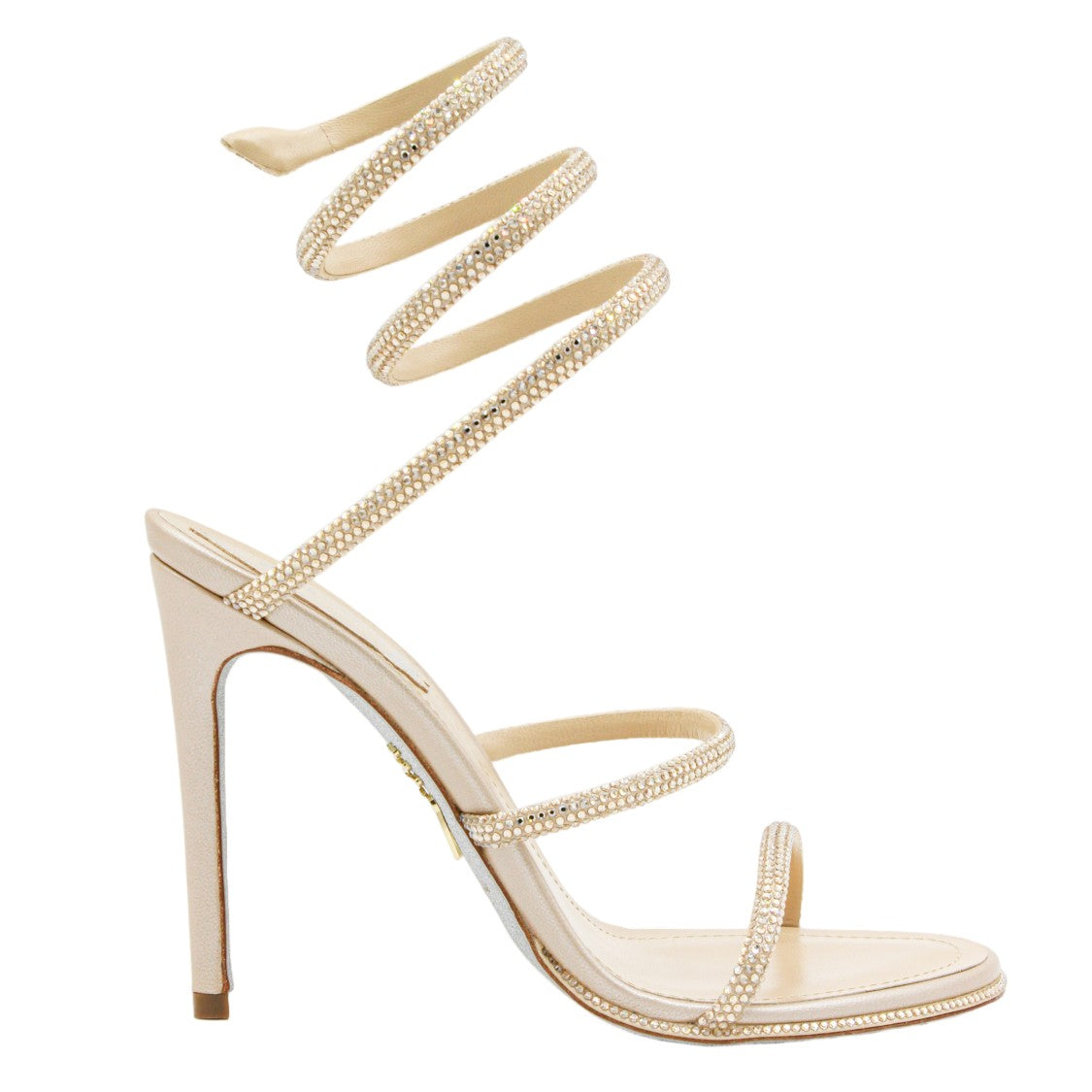 René Caovilla High-Heeled Sandals With Crystal-Embellished Ankle Strap