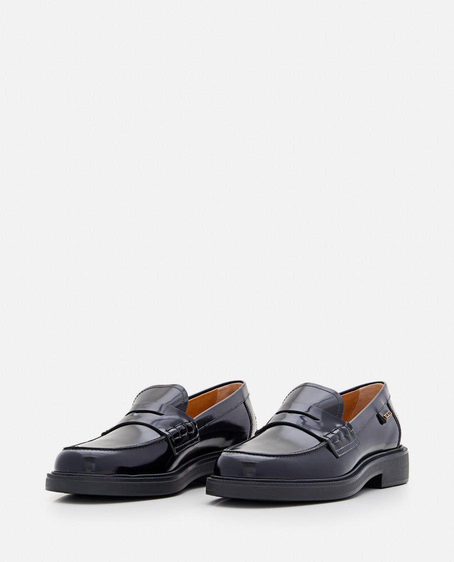 Tod's Polished Leather Loafers With Rounded Toe