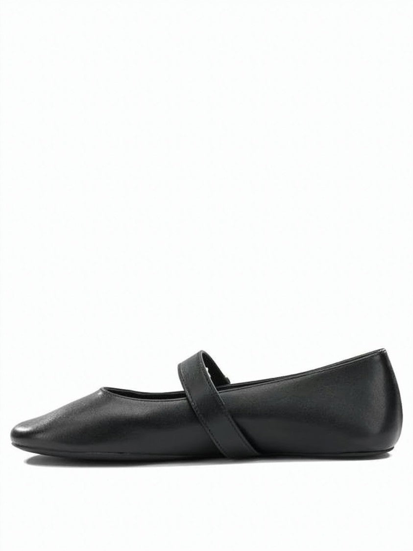 Tory Burch Smooth Leather Mary Jane Flats With Gold-Tone Buckle