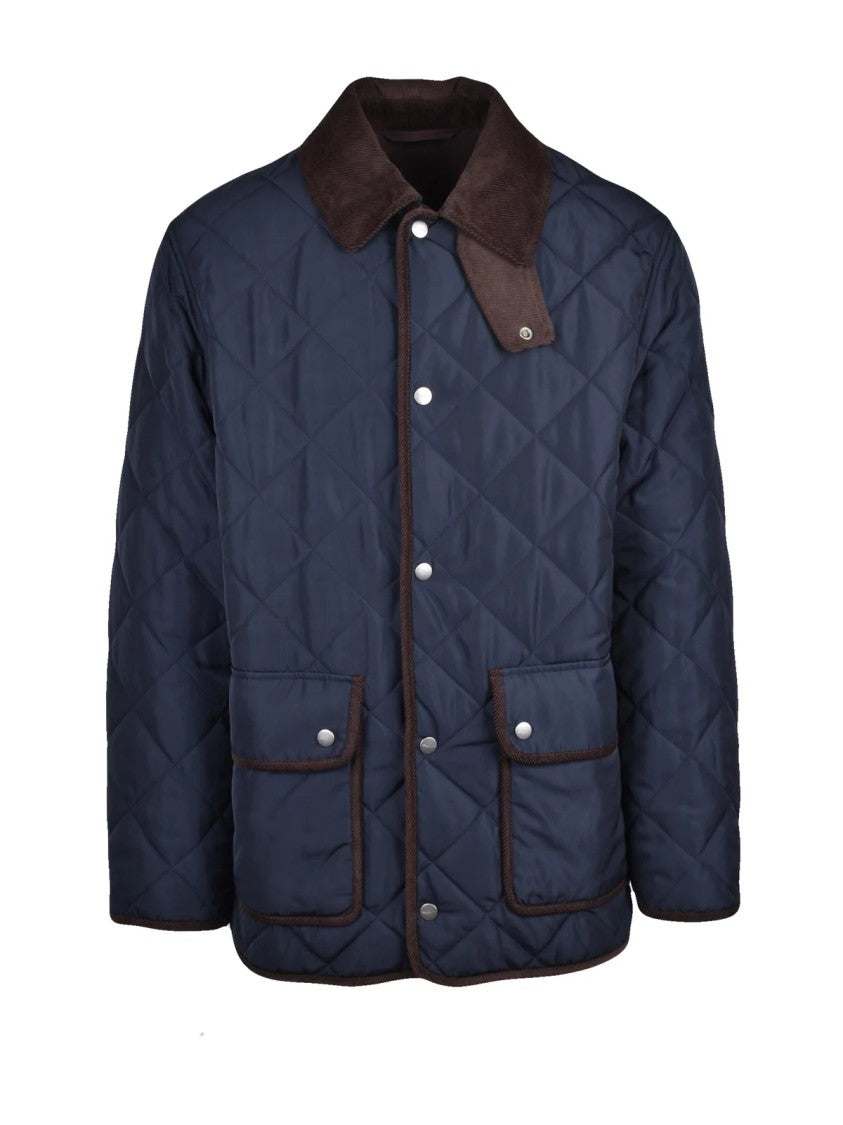 Gant Quilted Fleece Overcoat With Corduroy Trim And Snap Closure