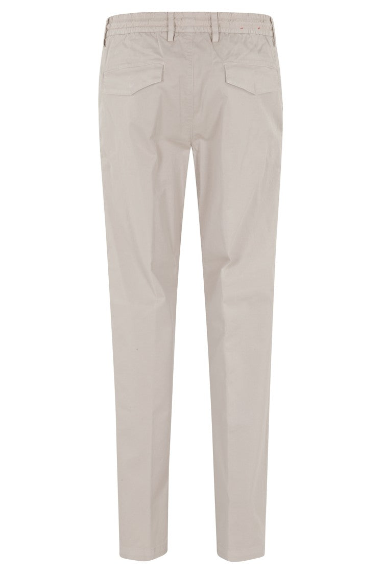 Eleventy Taupe Jogger Drawstring Cotton Straight-Leg Pants