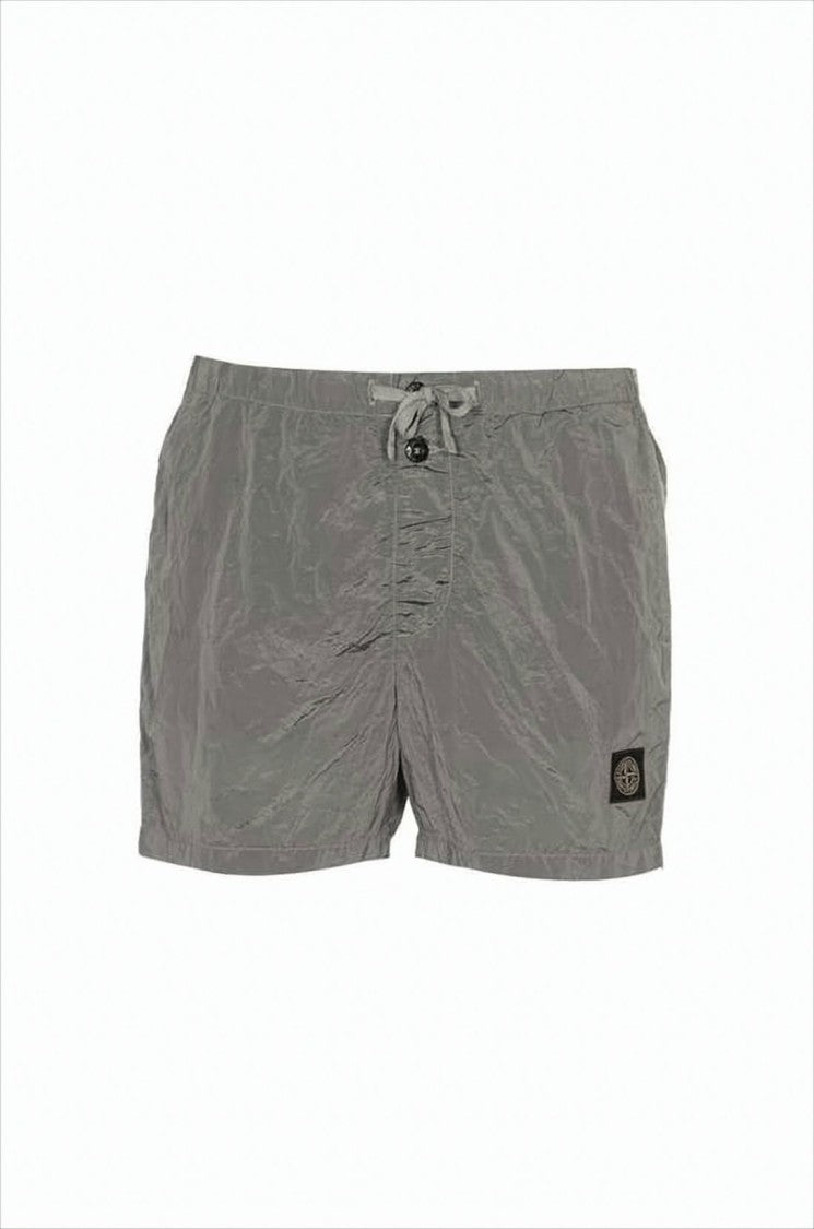 Stone Island Crinkled Texture Grey Swim Shorts