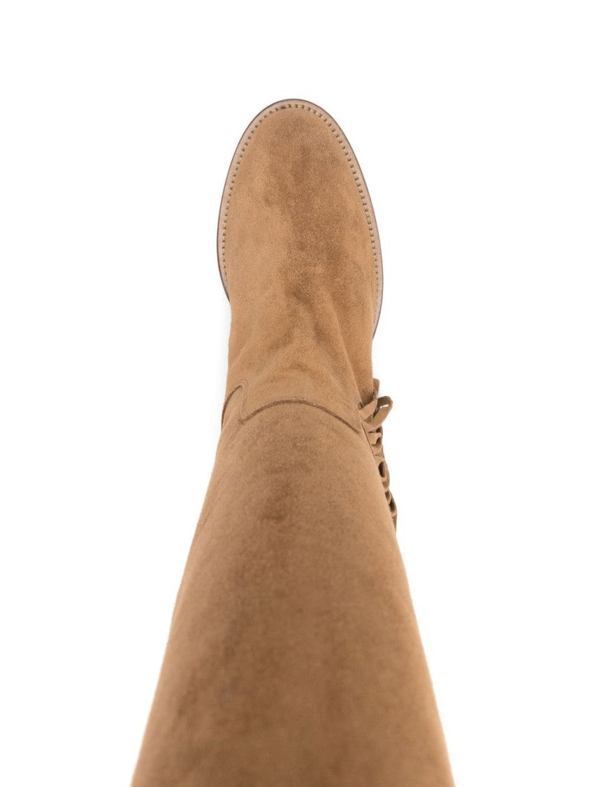 Via Roma 15 Fringe-Detail Leather Slip-On Boots With Pull-Tab Design