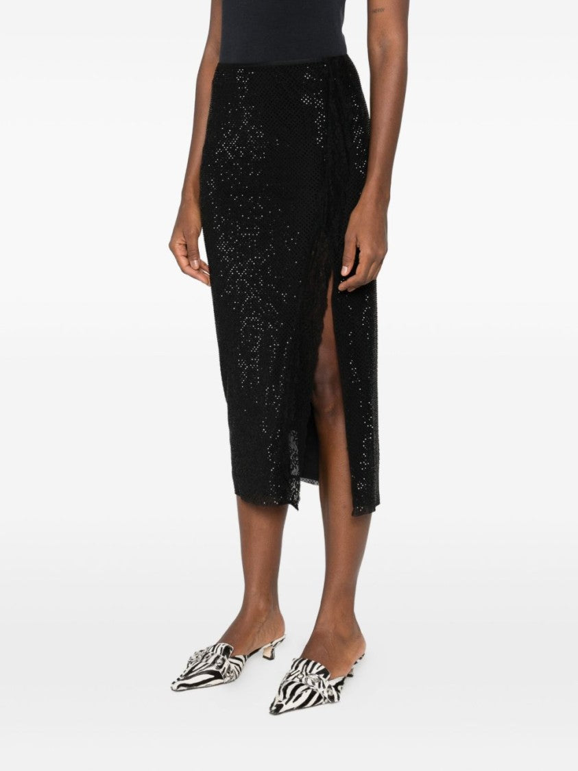Self-Portrait Fitted Midi Skirt With Subtle Shimmer