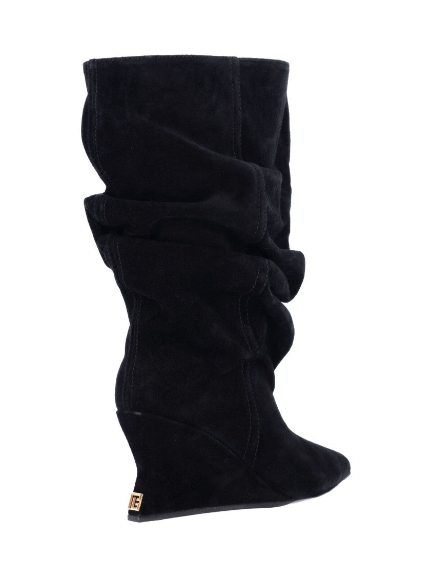 Balmain Mid-Calf Slouchy Boots With Pointed Toe