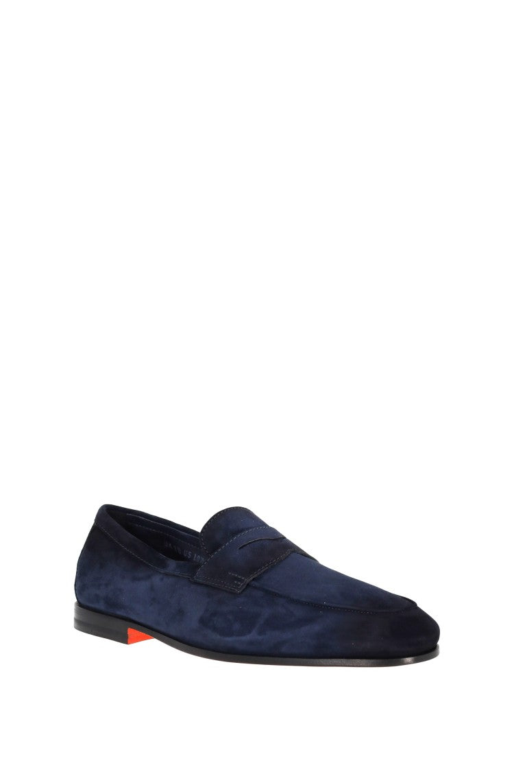 Santoni Suede Moccasins Goodyear Construction