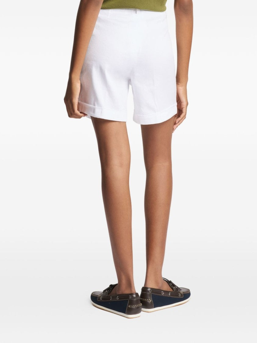 Fay Pleated White Shorts With Tailored Fit And Button Fastening