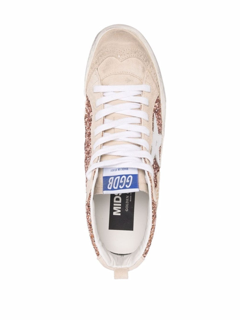 Golden Goose Rose Gold Glitter Mid-Top Sneakers