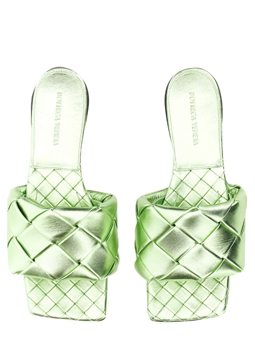 Bottega Veneta Intricate Woven Leather Flat Sandal With Minimalist Appeal