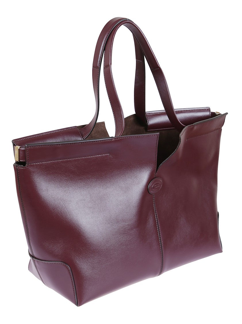 Tod's Burgundy Leather Structured Folio Bag