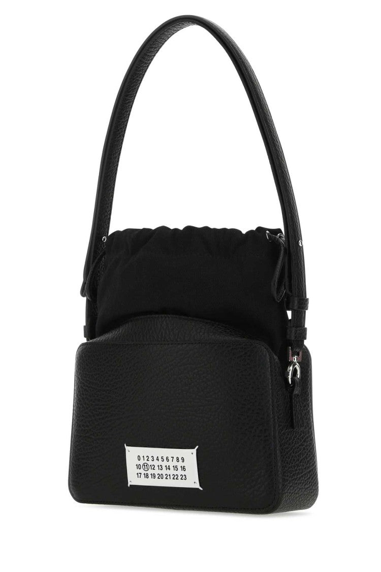 Maison Margiela Black Leather And Fabric 5Ac Bucket Bag