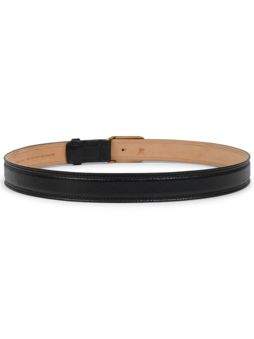 Balenciaga Slim Lambskin Belt With Interlocking Logo Buckle