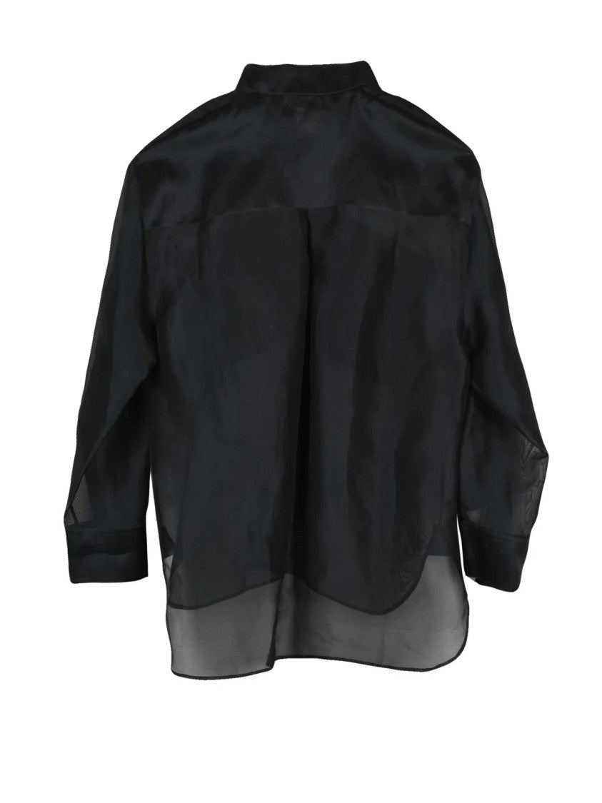 Khaite Black Oversized Silk Shirt