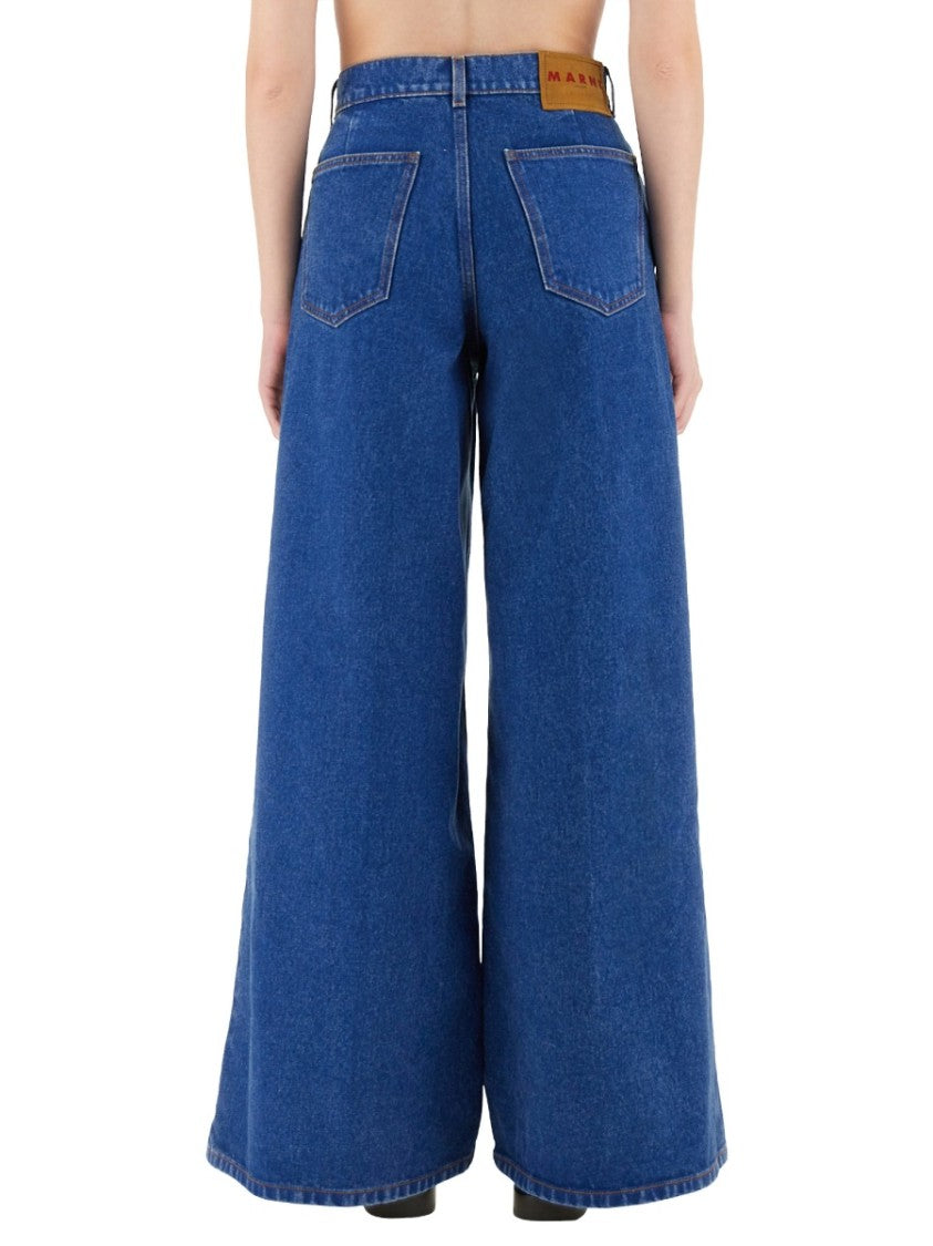 Marni Denim Wide Leg Jeans In Sturdy Cotton