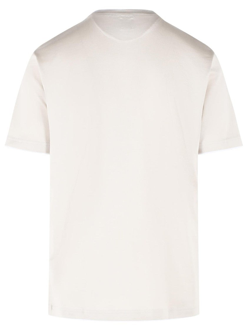 Eleventy Double Layer Trim Cotton T-Shirt - Beige