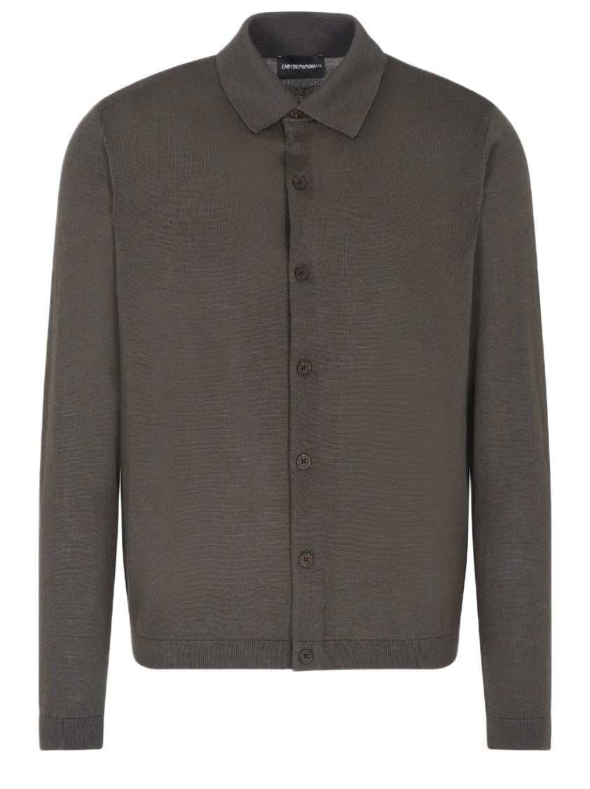 Emporio Armani Classic Front-Button Cardigan In Pure Virgin Wool