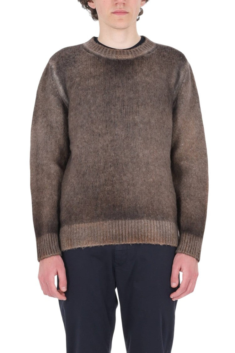 Avant Toi Brown Brushed Cashmere-Silk Crewneck Sweater