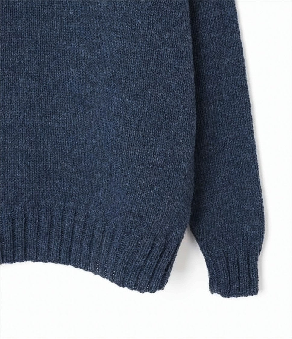 Inverallan Textured Knit Wool Sweater With Crew Neck Design