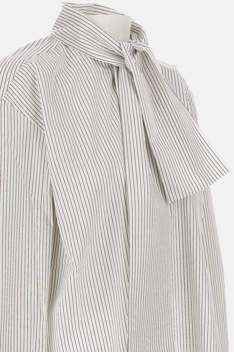 Plan C Striped Cotton Shirt With Front Closure