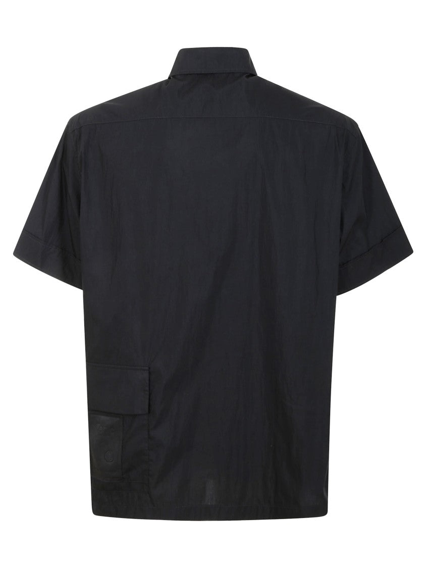 Ten C Button-Down Black Cotton Shirt With Minimalist Design