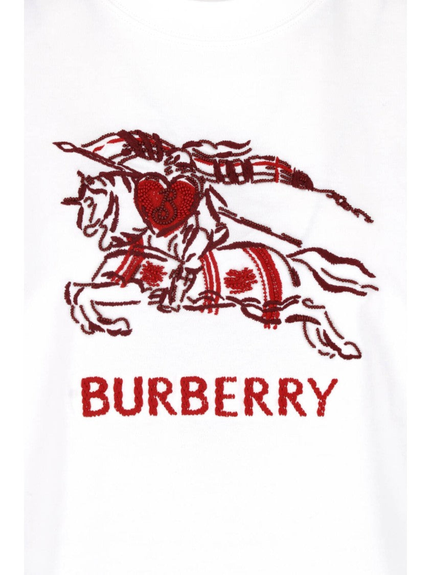 Burberry White Cotton Heart Knight T-Shirt