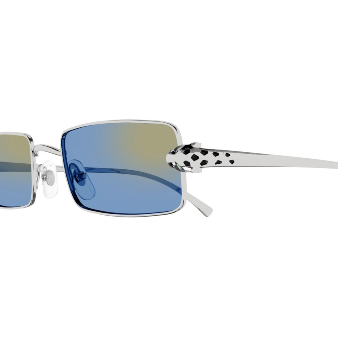 Cartier Rectangular Metal Frame Sunglasses With Panther Head Accents