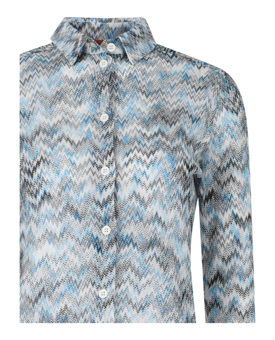 M Missoni Sheer Chevron Print Button-Up Shirt