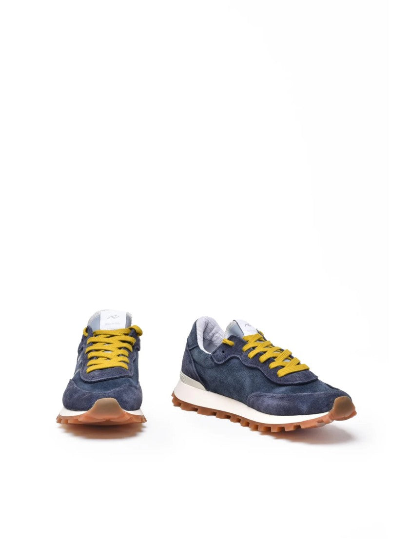 No Map Society Blue Leather-Blend Suede Sneakers