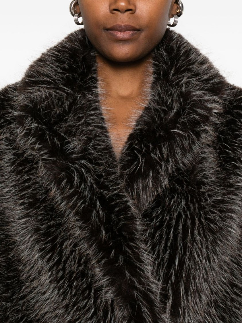 Valentini 1972 Brown Faux Fur Overcoat With Relaxed Silhouette