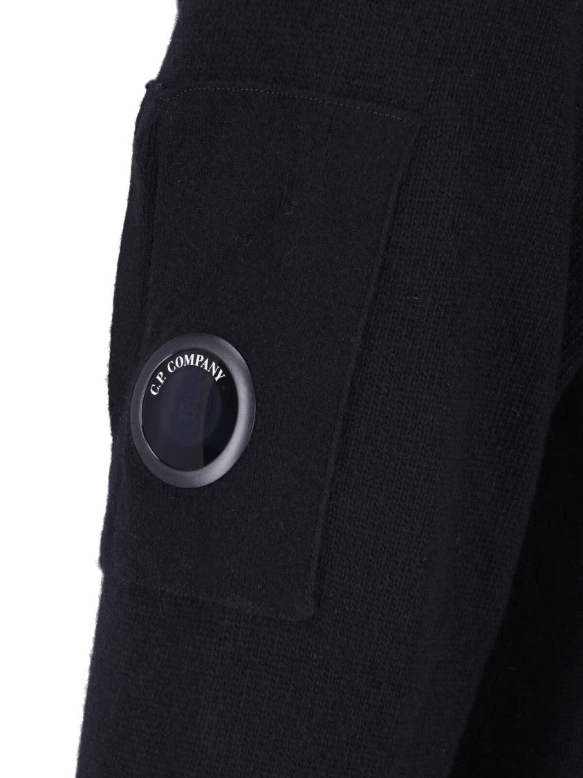 C.P. Company High-Collar Zip Cardigan With Unique Lens Detail